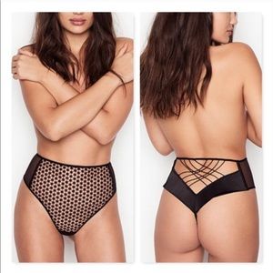 Victoria Secret Black Starburst High Waist Thong
